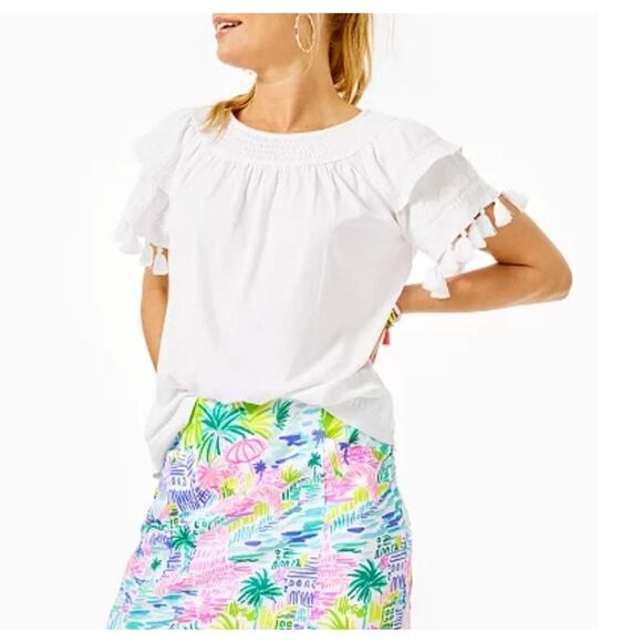 Lilly Pulitzer Nailah  white Embroidered Top sz XS - Picture 1 of 6